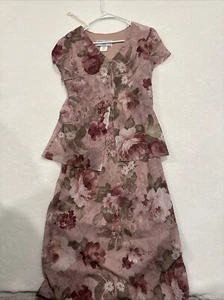 JESSICA HOWARD PETITE SZ 8 LONG FLOWY FLORAL CHIFFON DRESS 3/4 SLEEVE LINED EUC - Picture 1 of 3