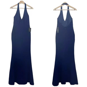 NWT Lulus Love Potion Halter Maxi  Dress Mermaid Cocktail Lace Navy Blue Sz S - Picture 1 of 12