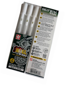 3 x Sakura Gelly Roll White Gel Pen Medium (0.5mm, 0.8mm, 1.0mm) - Set of 3 Pen