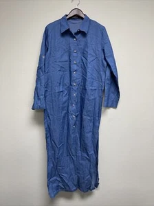 NWT Zanzea Collection Women Straight Hem Long Sleeve Blue Button Dress Size XXXL - Picture 1 of 12