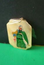 Rare Hand Painted Natural Shell Delicate Asian Figurine Charm ~ Vintage - Sealed