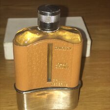 Small Pig Skin Leather and Glass Hip Flask Original box Thirsty To Drunk 1950’s