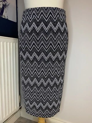 Ladies Sparkly Chevron Midi Skirt By Oasis. Size S. New w/ Tags. Black / Silver - Image 1 of 4