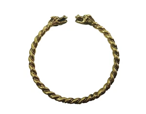 Brazalete vikingo bronce dragón brazalete bisutería de bronce brazalete cabezas de dragón - Imagen 1 de 4