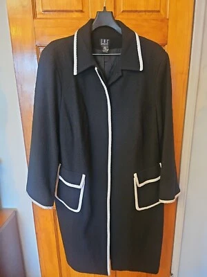 INC 女式黑色和白色 100% 棉大衣衬里尺寸 24W 全新无标签  — 第 1/4 张图片