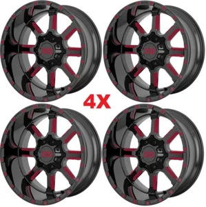 22 RED W/ BLACK WHEELS RIMS XD SIEGE RAM 1500 DODGE 22X10 FUEL TIS 5 LUGS - Picture 1 of 8