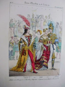 Gravure 19° histoire Mode:costume sous Charles VII et Louis XII:courtisan ,Noble - Picture 1 of 2