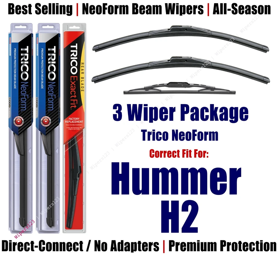 Стеклоочистители передние и задние упаковка 3 шт. - NeoForm - подходят для Hummer H2 2003-2009 годов выпуска - 16160x2/10-1 - Изображение 1 из 1