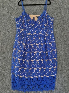 City Chic Dress Womens Size M =AU 18 Blue Lace Knee Length Pencil Adjustable - Picture 1 of 6