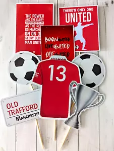 FOOTBALL Cake toppers MANCHESTER set of 8 birthday toppers - Picture 1 of 2