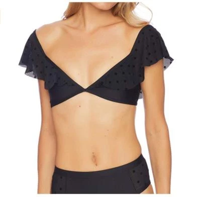 Novo com etiquetas Ella Moss Preto Ponto Transparente Fora do Ombro Maiô Top de Biquíni X-Pequeno mem02 - Imagem 1 de 2