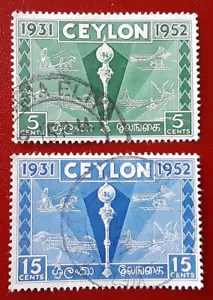 SRI LANKA Asia 1952 Usado Colombo Plan Exposición Mi 277-8 Scott 315-6 VF/XF 5807 - Imagen 1 de 2