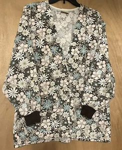 Tafford Floral Print Snap Front Scrub/Warm Up Jacket M - Picture 1 of 13