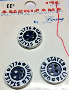 Vintage 1776 United States USA Buttons on Card Americana 5/8" lansing RARE - Picture 1 of 7