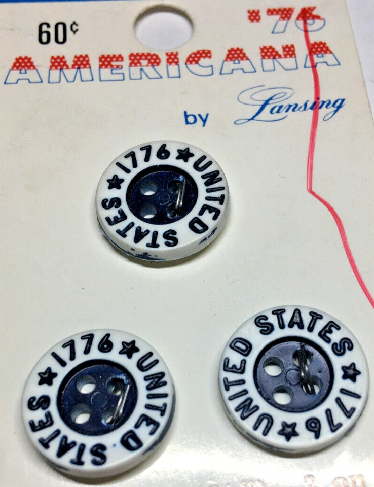 Vintage 1776 United States USA Buttons on Card Americana 5/8" lansing RARE - Image 1 of 4