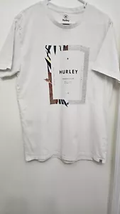 Hurley Tee Shirt Mens L White Crew Neck Logo Graphic Tee Short Sleeve Cotton - Picture 1 of 4