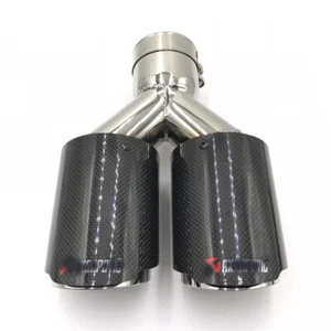 Akrapov-- SS+Glossy Carbon Fiber Exhaust Tip Dual Pipe OD:76/89/101/114mm Tip - Picture 1 of 8
