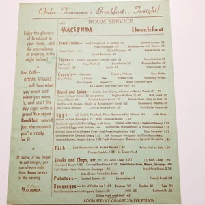 Vintage Las Vegas Hacienda Zimmerservice Frühstücksmenü selten - Bild 1 von 2