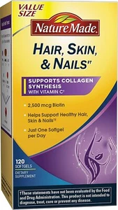 Nature Made Hair Skin & Nails Dietary Supplement Softgels 120 Count Value Size - Picture 1 of 5