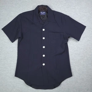 True Vintage 60s Fireman Work Shirt Mens Medium Al Miller Wool Woven Navy - Bild 1 von 18