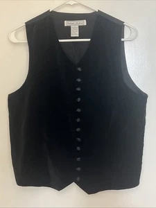 Chaleco de terciopelo negro Stephanie Andrew’s para mujer talla M forrado con botones satinados - Imagen 1 de 4