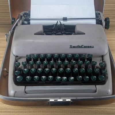 1958 Vintage Gray Smith Corona Sterling 5A Portable Typewriter with Case 1950s - Image 1 of 4