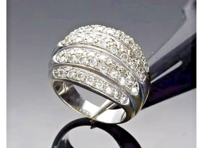 16 grammi! Imperdibile ANELLO ORO Bianco 18kt 750 tanti Zirconi taglio brillante - Immagine 1 di 4