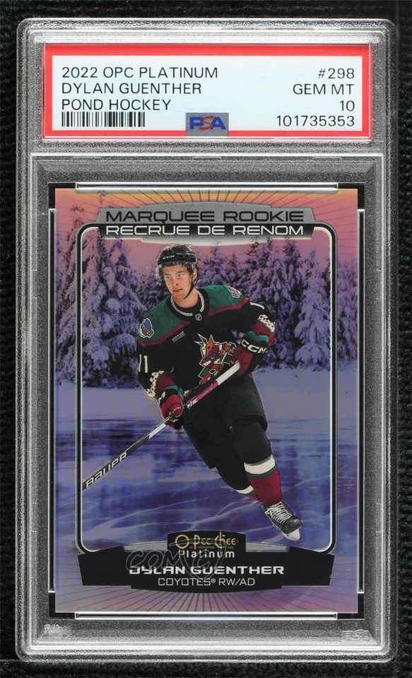 2022-23 O-Pee-Chee Platinum Pond Hockey Variants Dylan Guenther PSA 10 Rookie RC - Image 1 of 2