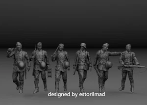 3D Printing 1/72 World War II  German soldier 6 Person Unpainted - Picture 1 of 2