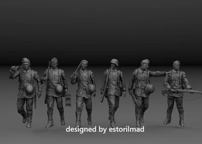 3D Printing 1/72 World War II  German soldier 6 Person Unpainted - Image 1 of 2