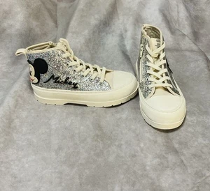 Zapatillas Zara Disney Mickey Mouse Niñas EU 35 US 5 Brillo Alta Top Cremallera Lateral - Imagen 1 de 7