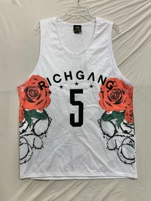Camiseta sin mangas Rich Gang #5 de malla XXXL 3XL Rosas Espinas Jersey Ropa de calle Hip Hop Foto 1 de 4