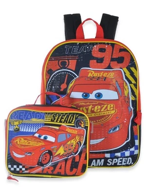 Disney Cars Lightning McQueen School Backpack 16" Insulated Lunch Bag Boys Kids - Image 1 of 4