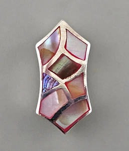 9923441 Silberner Perlmutt Anhänger modern 925er Silber 2,5 x 1,2 cm - Bild 1 von 3