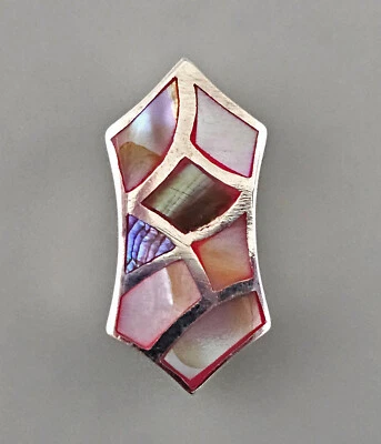 9923441 Silberner Perlmutt Anhänger modern 925er Silber 2,5 x 1,2 cm - Bild 1 von 3