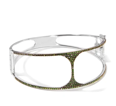 Pulseira rara prata esterlina diamante verde espaço aberto - Imagem 1 de 4