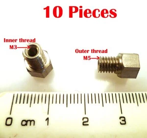 Adaptador/espaciador HEX M5 macho a m3 hembra latón enchapado en Ni 10 piezas MBD001 - Imagen 1 de 2