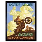 Propaganda French Notre Armee Besoin Soldier Motorbike 12X16 Inch Framed Print