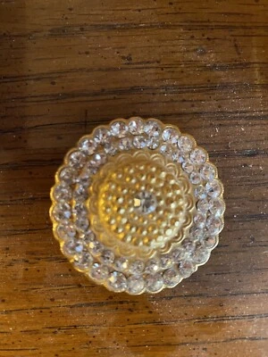 Vintage Gaudy Gold Fancy 3D Rhinestone Shank Button 1.5 Inch Diameter - Image 1 of 2
