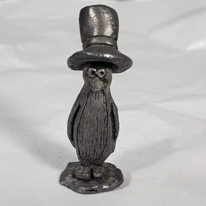 Michael Ricker Pewter Miniature Figurine Penguin Wearing Hat Cartoon Animal VTG - Picture 1 of 6