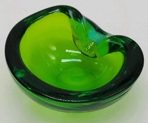 Vtg MCM Green Yellow Aqua Murano Sommerso Art Glass Bowl Ashtray MCM Fluorescent - Picture 1 of 18