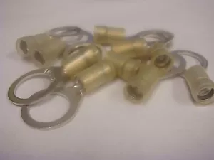(50) HOLLINGSWORTH XR5117N 52077 1/2" YELLOW INSULATED TERMINAL RING 10-12 AWG - Picture 1 of 3