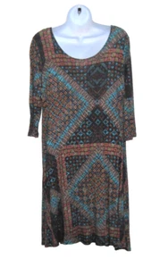 Karen Kane Hi-Low Kleid geometrisches Muster 3/4 Ärmel sehr weich Größe M - gebraucht, in einwandfreiem Zustand - Bild 1 von 7