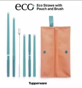 Tupperware Straw Set Of 4 with Carry Case & Cleaning Brush Eco Friendly Reusable - Picture 1 of 16