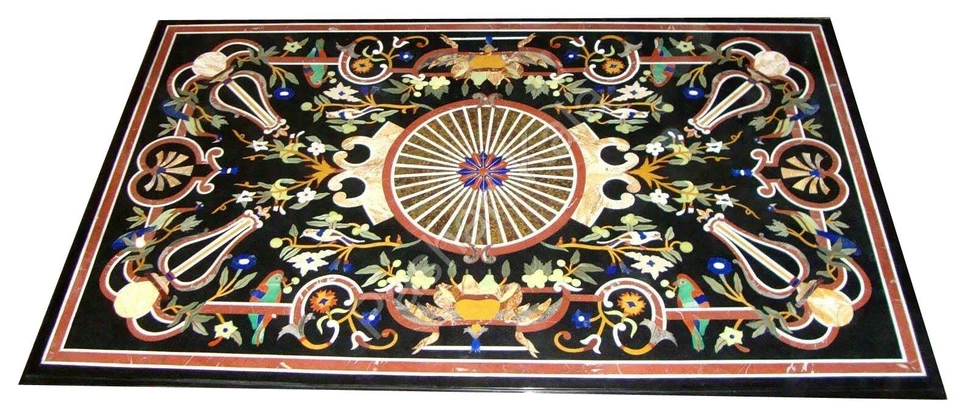 48" x 32" Marble center coffee Table Top Pietra dura marquetry Inlay handmade - Image 1 of 1