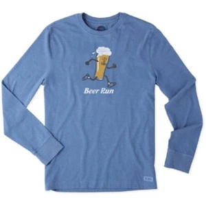 MEN'S LIFE IS GOOD BEER RUN LONG SLEEVE CRUSHER TEE HEATHER VINTAGE BLUE 3XL NWT - Picture 1 of 4