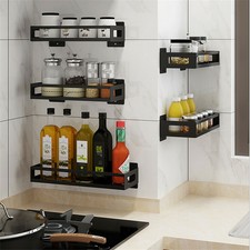 Kitchen Seasoning Holder Wall Storage Rack Punch-Free Shelf Stainless Steel