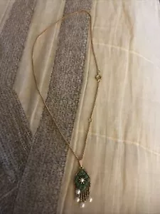 VIntage Sarah Coventry Chain Necklace Turquoise Pearls - Picture 1 of 4