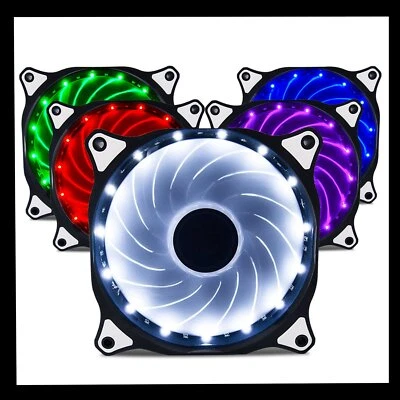 2Pcs 120mm 15 LED PC CPU Computer Case Cooling Neon Quite Clear Fan Mod cooler - Image 1 of 4