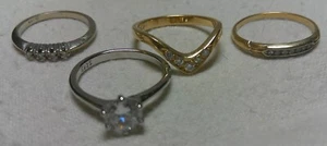 Anillos de protección vintage de oro y diamantes de 14 k - Imagen 1 de 7